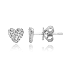 Small 14k Gold Pave Heart Studs