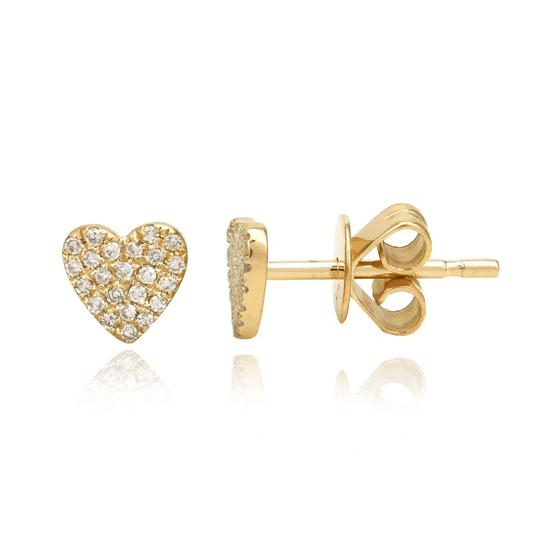 Small 14k Gold Pave Heart Studs