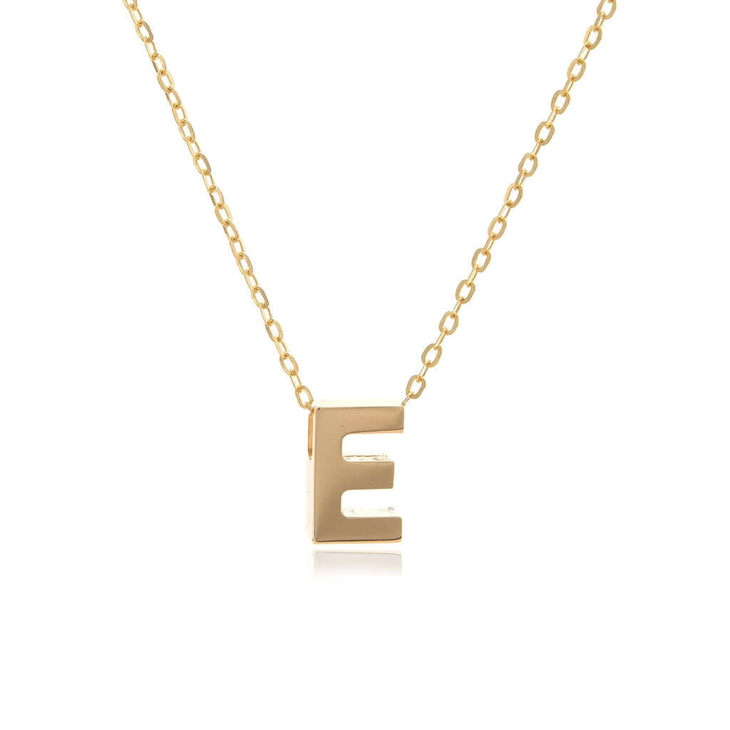 E Block Initial Necklace